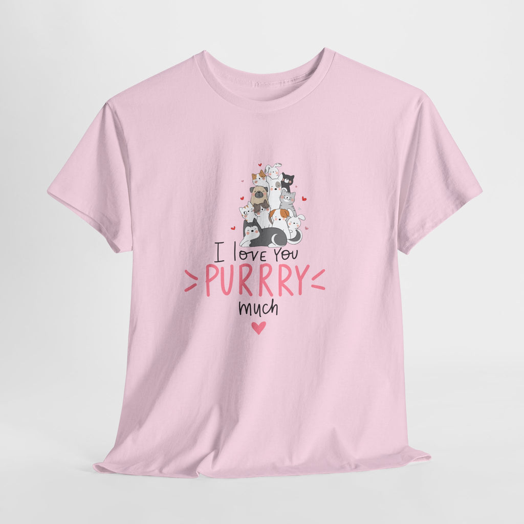 Cat Lovers  Unisex T-Shirt — I Love You Purrry Much Cute Cat Graphic Unisex Tee