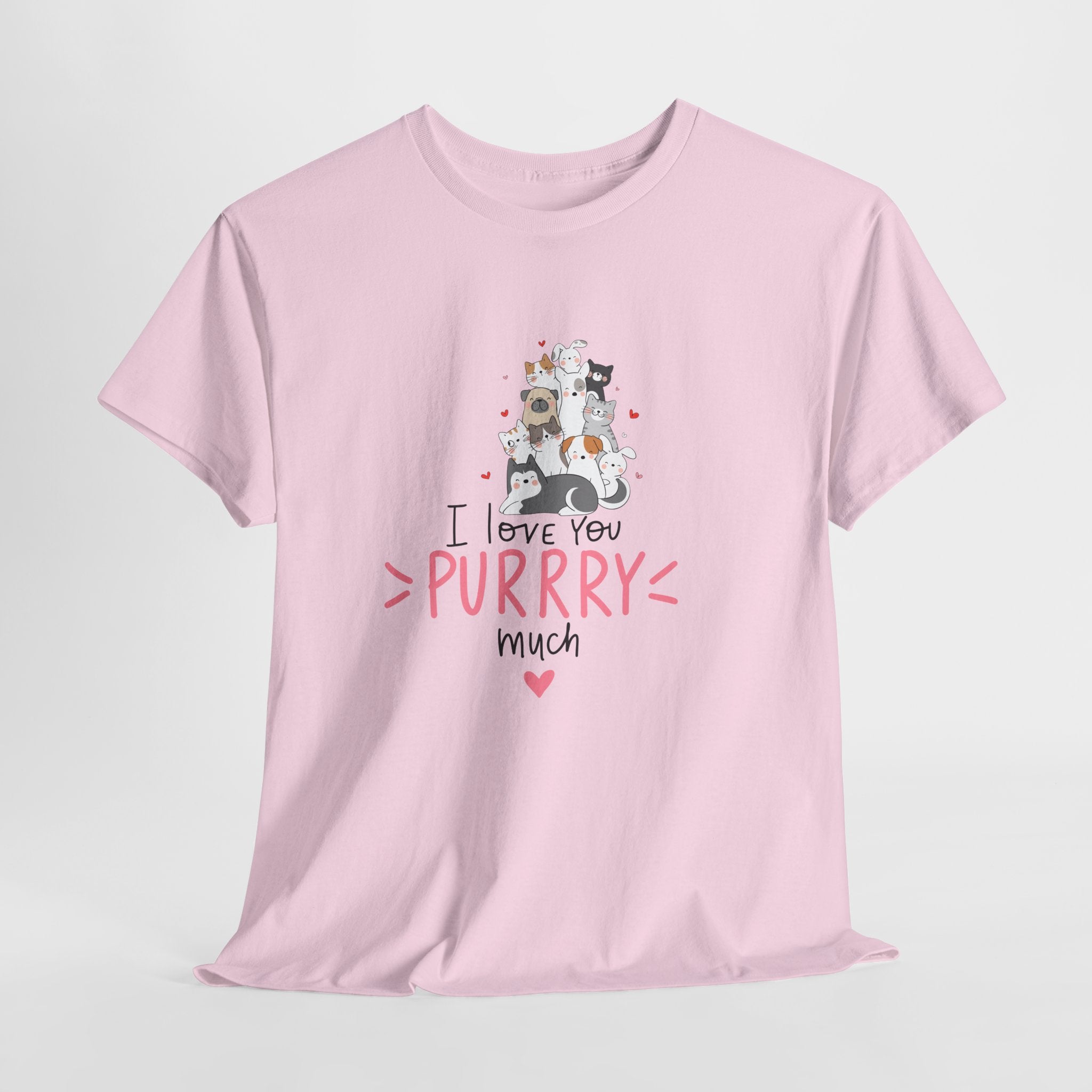 Cat Lovers  Unisex T-Shirt — I Love You Purrry Much Cute Cat Graphic Unisex Tee