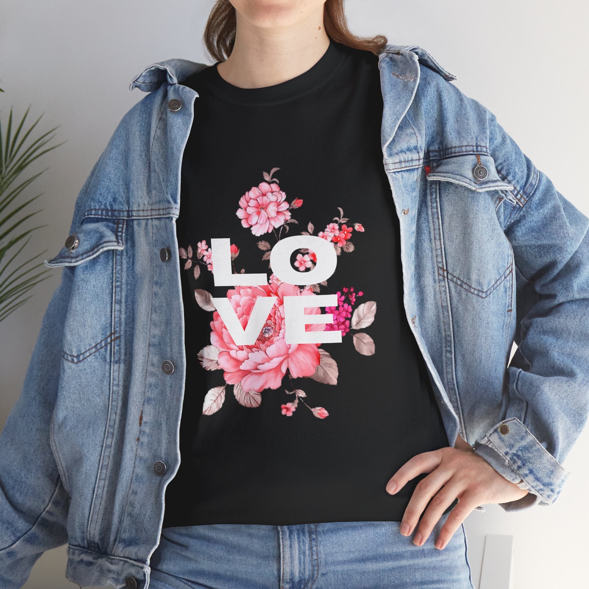 Love Floral  Unisex T-Shirt — Pink Blossom Graphic Tee for Valentines & Everyday