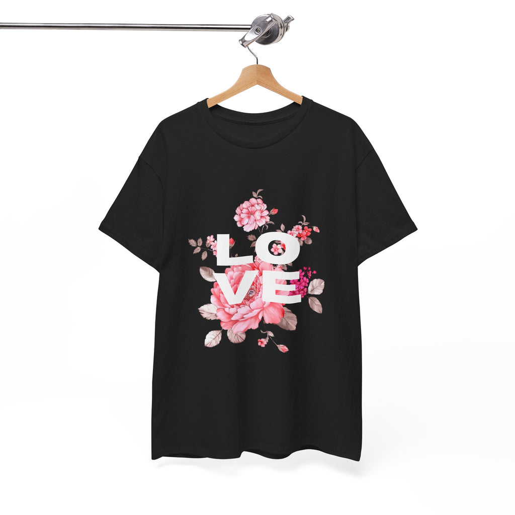 Love Floral  Unisex T-Shirt — Pink Blossom Graphic Tee for Valentines & Everyday