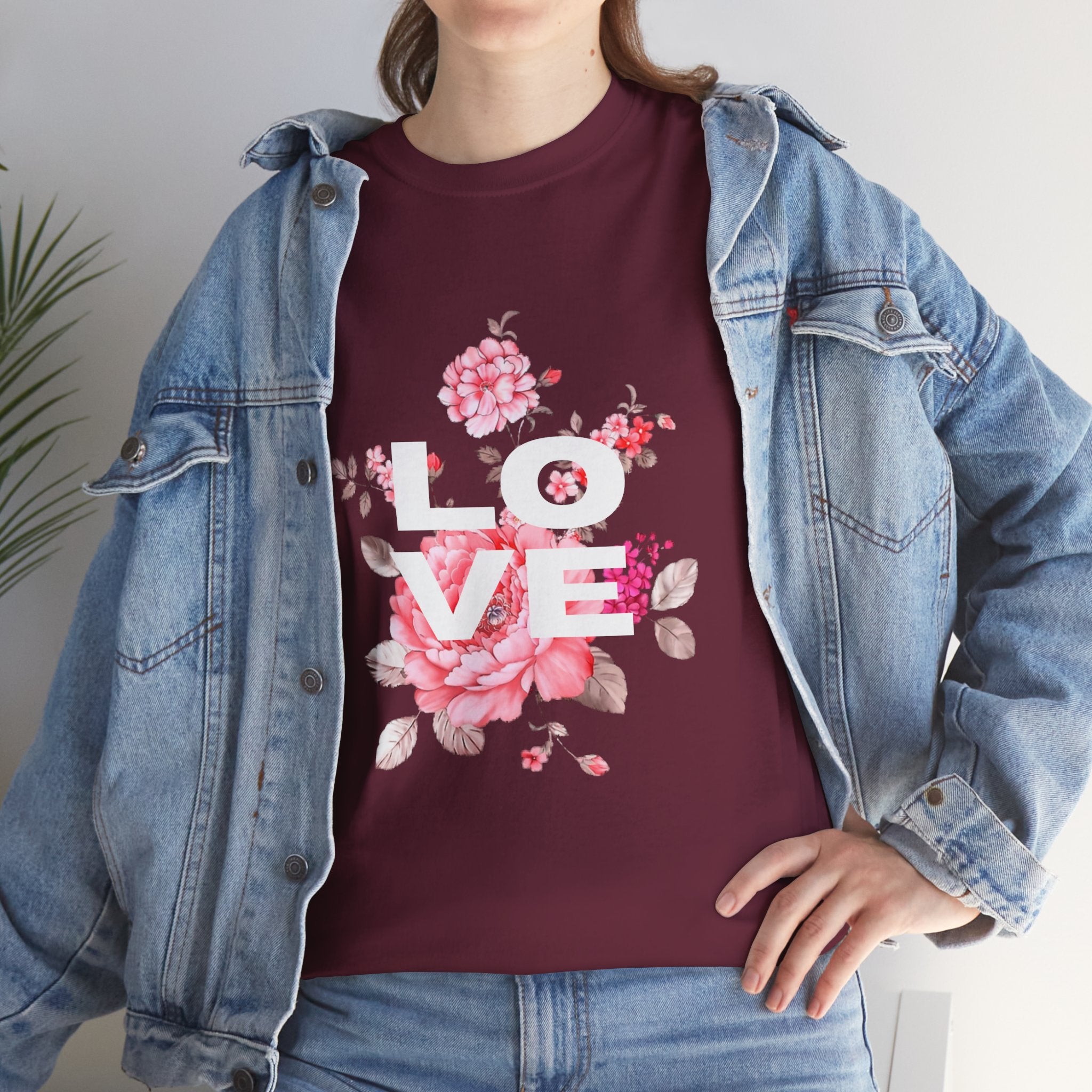 Love Floral  Unisex T-Shirt — Pink Blossom Graphic Tee for Valentines & Everyday
