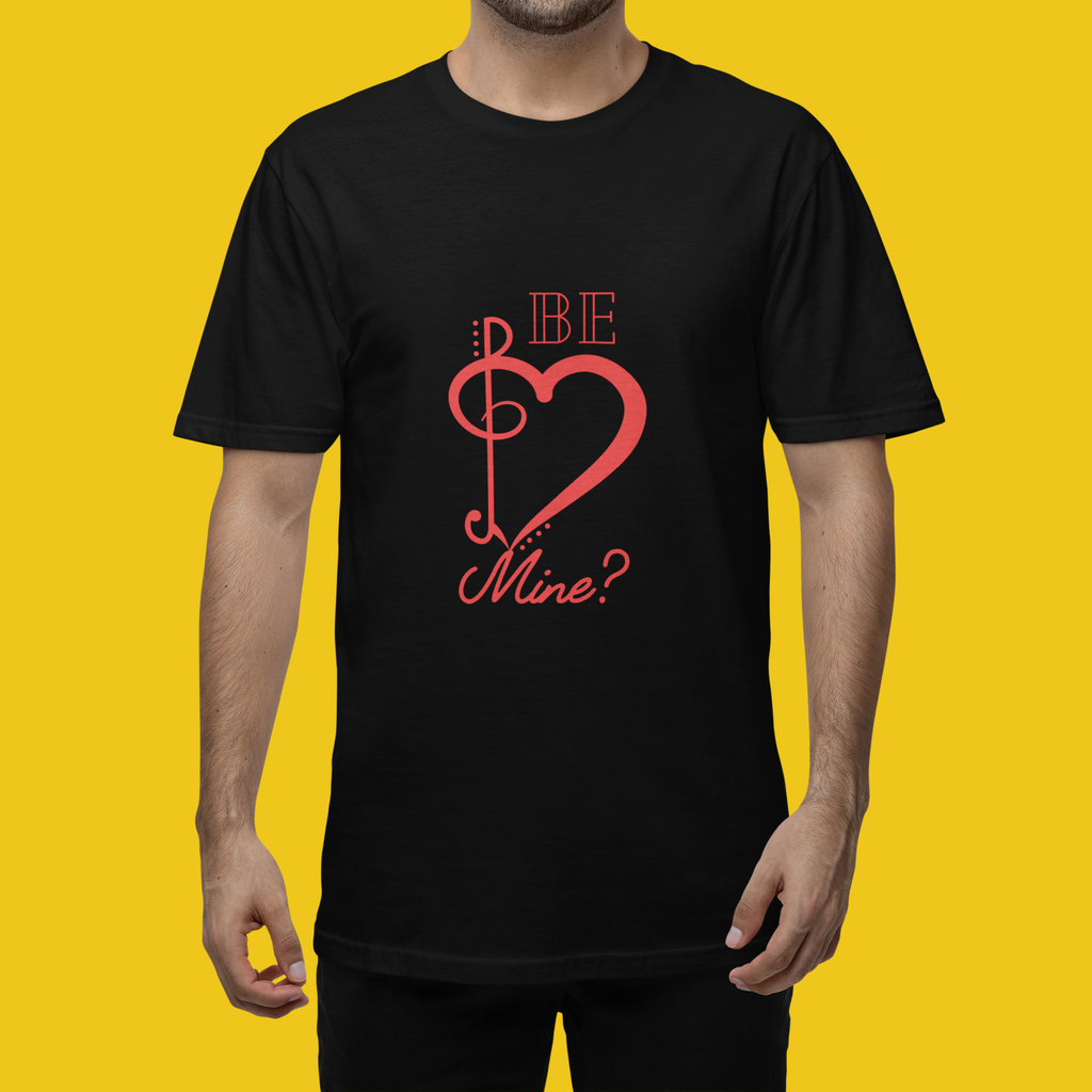 Valentine Heart Treble Clef “Be Mine?” Unisex  T‑Shirt