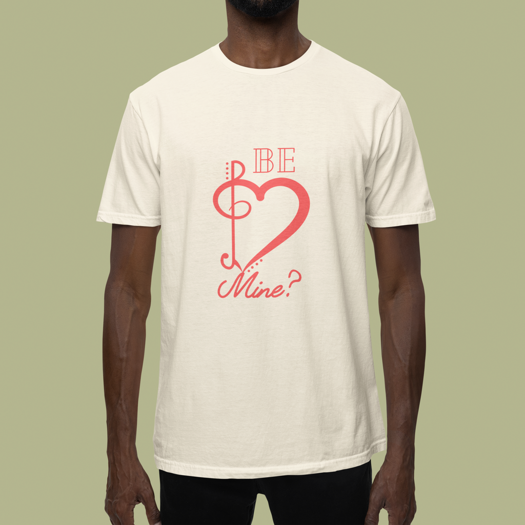 Valentine Heart Treble Clef “Be Mine?” Unisex  T‑Shirt