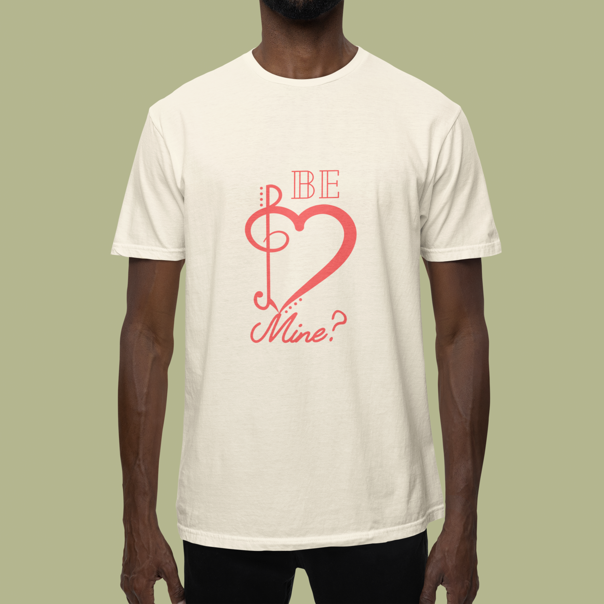 Valentine Heart Treble Clef “Be Mine?” Unisex  T‑Shirt