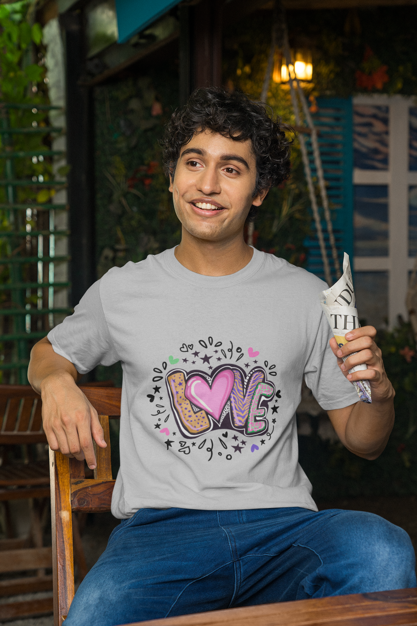 Love Doodle  Unisex T-Shirt — Colorful Heart 'LOVE' Graphic Tee for Valentine’s & Everyday