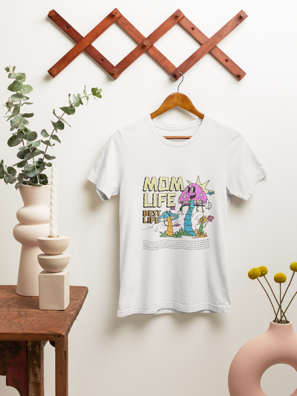 "Mom Life, Best Life" Tropical Mushroom Graphic Tee