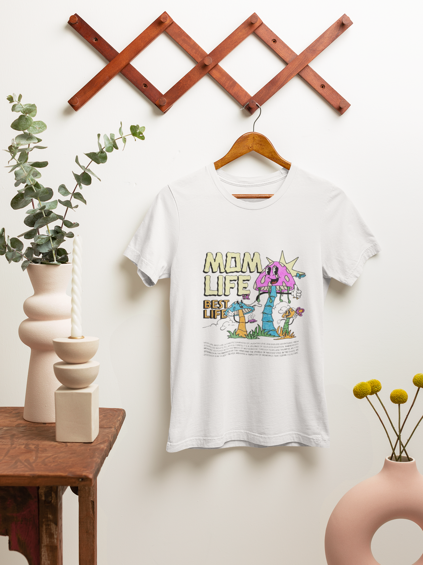 "Mom Life, Best Life" Tropical Mushroom Graphic Tee