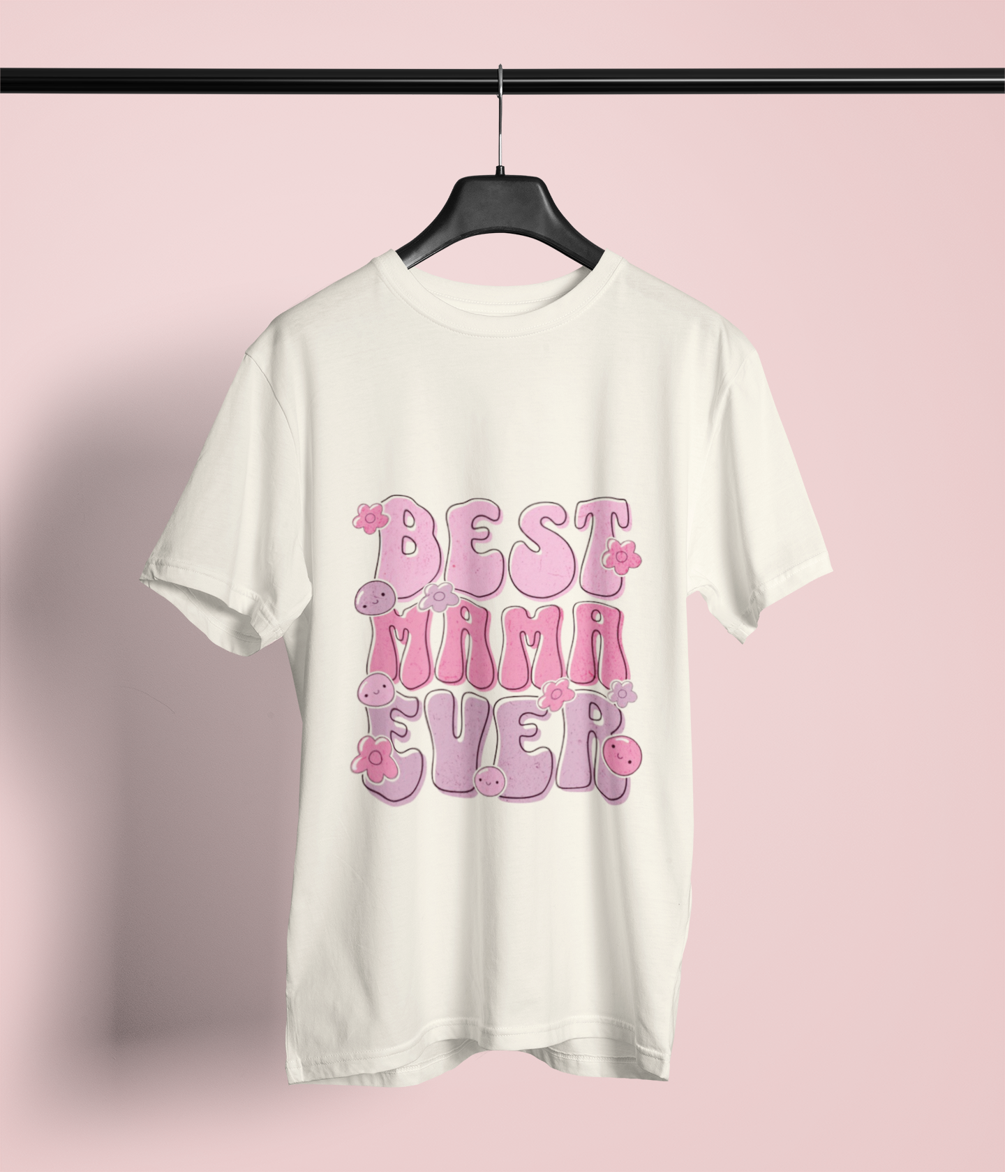 Best Mama Ever T-Shirt — Cute Pink Retro Mother's Day Tee