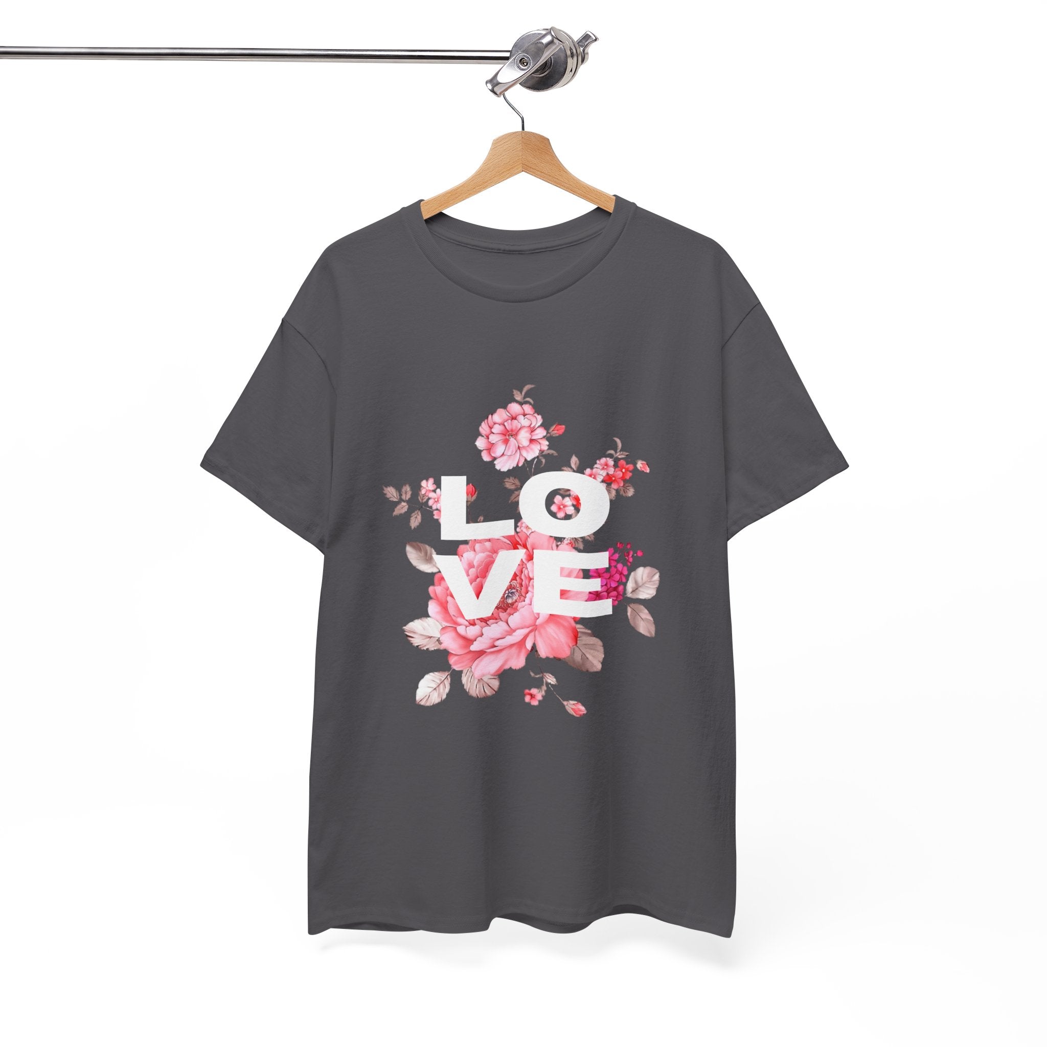Love Floral  Unisex T-Shirt — Pink Blossom Graphic Tee for Valentines & Everyday