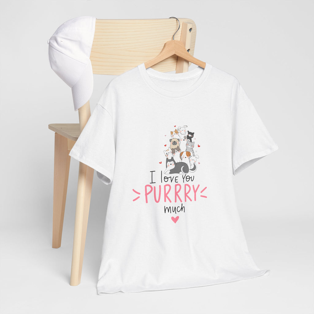 Cat Lovers  Unisex T-Shirt — I Love You Purrry Much Cute Cat Graphic Unisex Tee