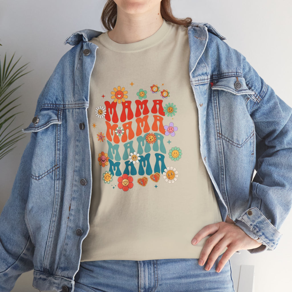 Mama Vibes Floral T-Shirt — Retro Mama Graphic Tee for Moms & Mother's Day