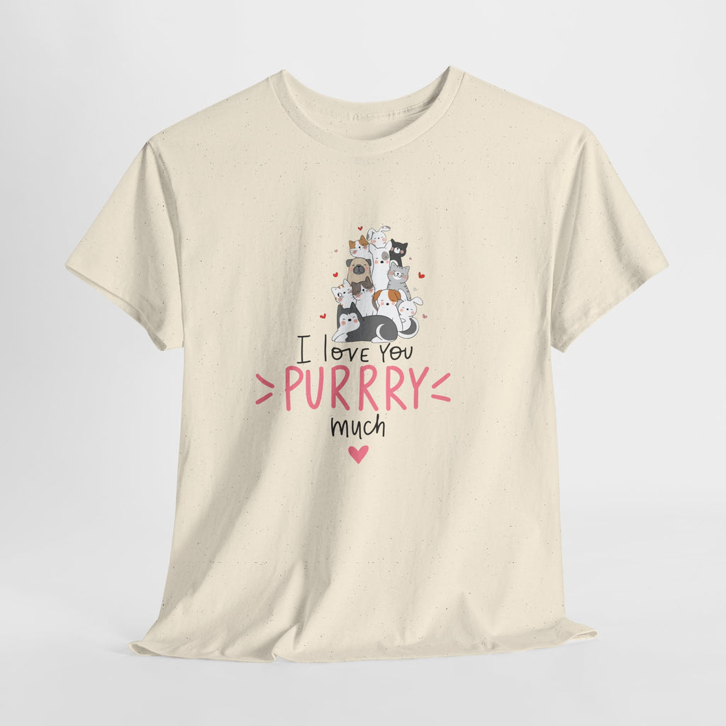 Cat Lovers  Unisex T-Shirt — I Love You Purrry Much Cute Cat Graphic Unisex Tee
