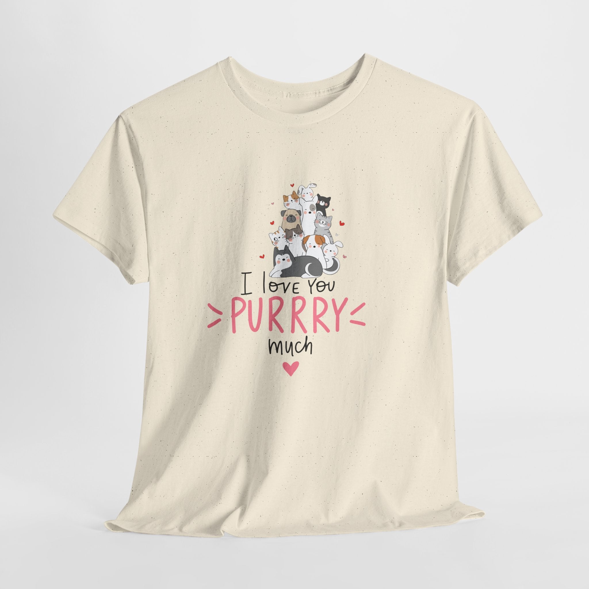 Cat Lovers  Unisex T-Shirt — I Love You Purrry Much Cute Cat Graphic Unisex Tee