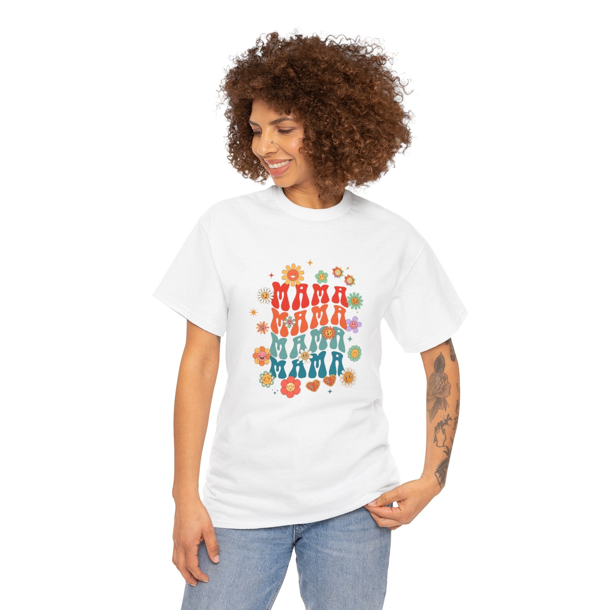 Mama Vibes Floral T-Shirt — Retro Mama Graphic Tee for Moms & Mother's Day
