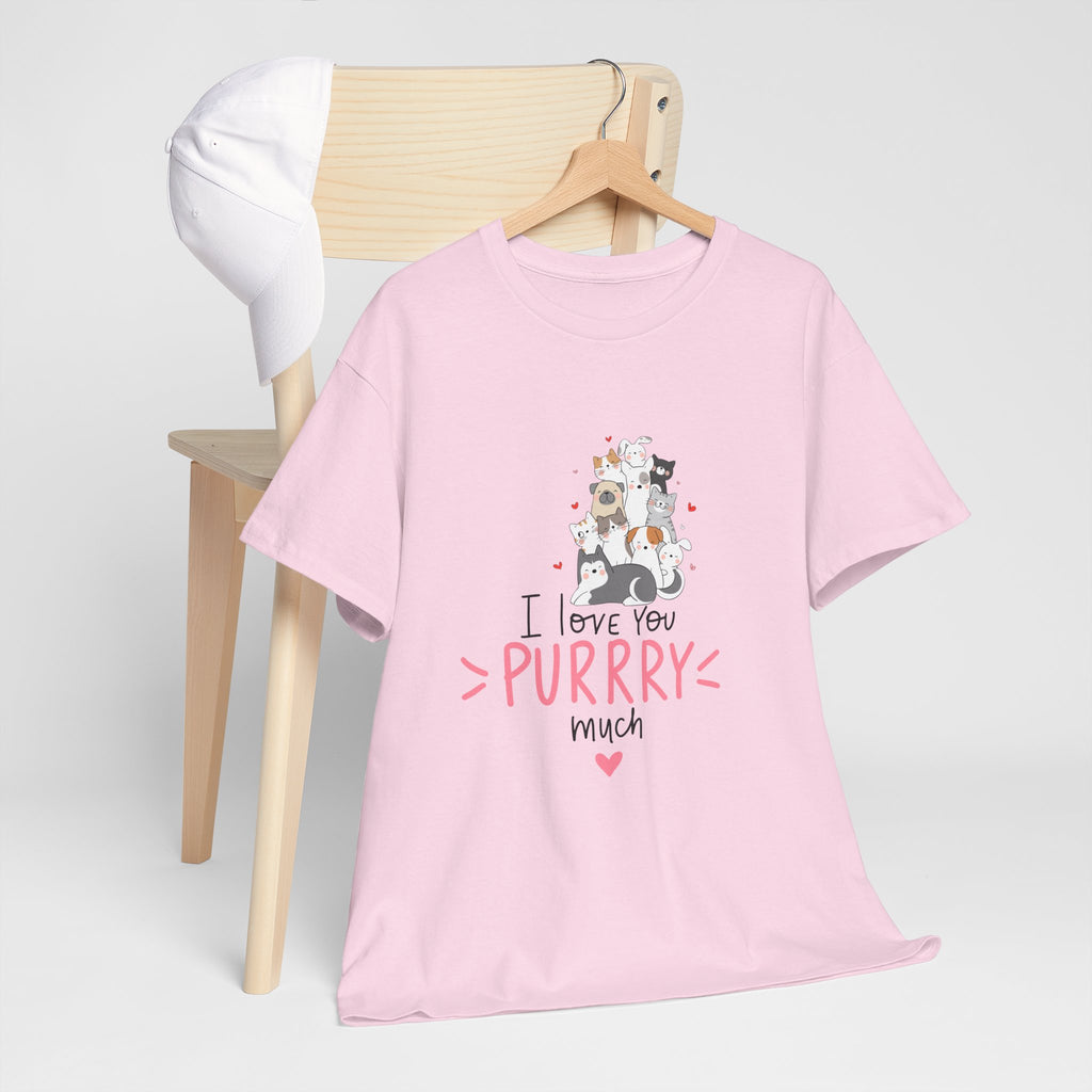 Cat Lovers  Unisex T-Shirt — I Love You Purrry Much Cute Cat Graphic Unisex Tee