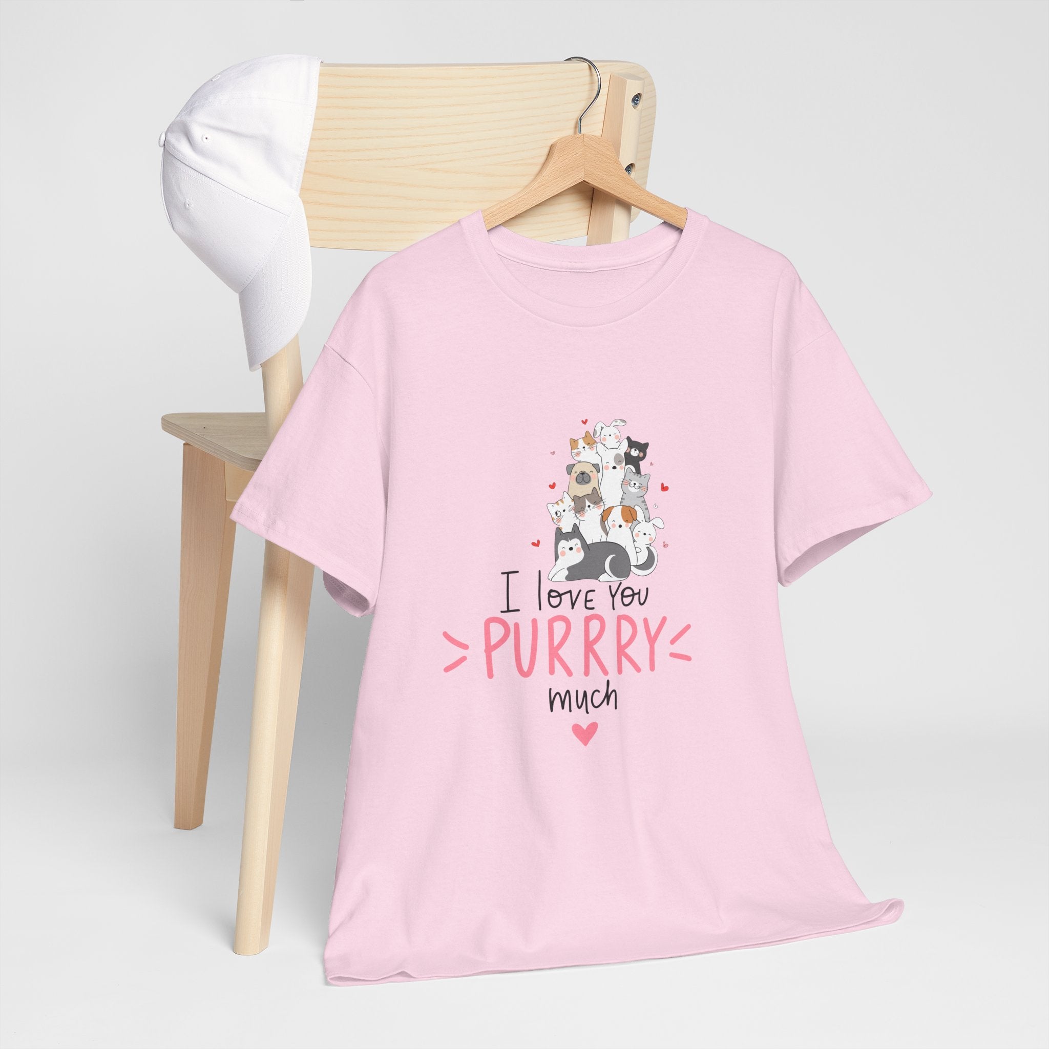 Cat Lovers  Unisex T-Shirt — I Love You Purrry Much Cute Cat Graphic Unisex Tee
