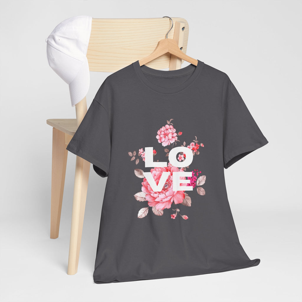 Love Floral  Unisex T-Shirt — Pink Blossom Graphic Tee for Valentines & Everyday