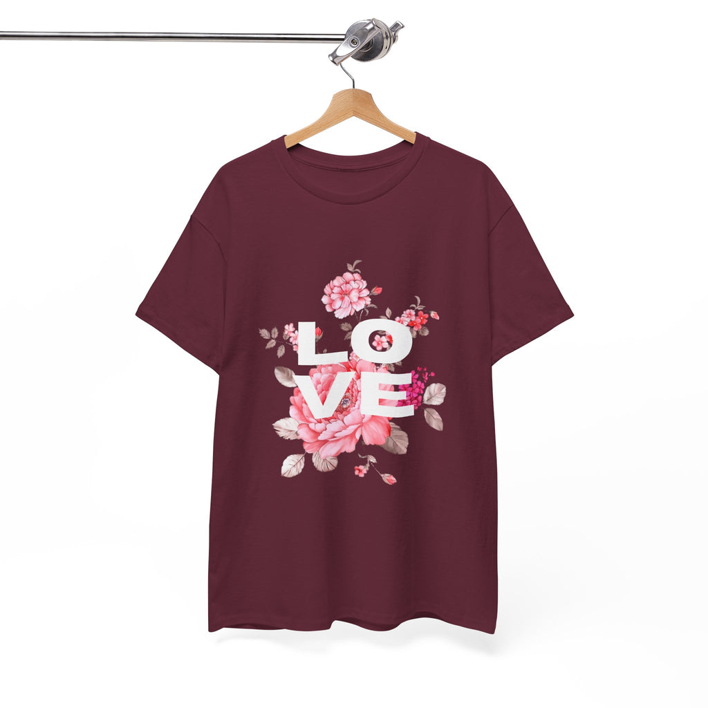 Love Floral  Unisex T-Shirt — Pink Blossom Graphic Tee for Valentines & Everyday