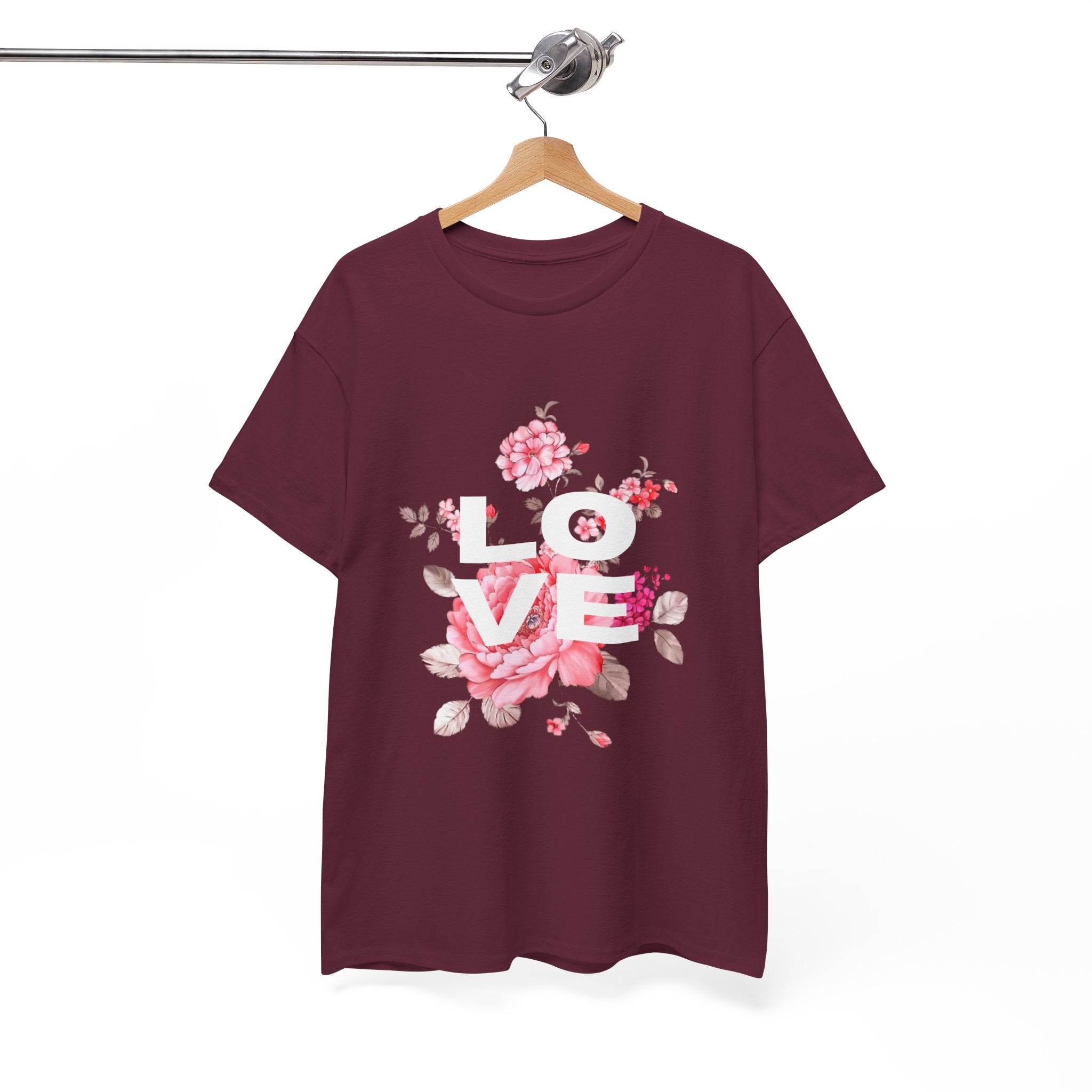 Love Floral  Unisex T-Shirt — Pink Blossom Graphic Tee for Valentines & Everyday