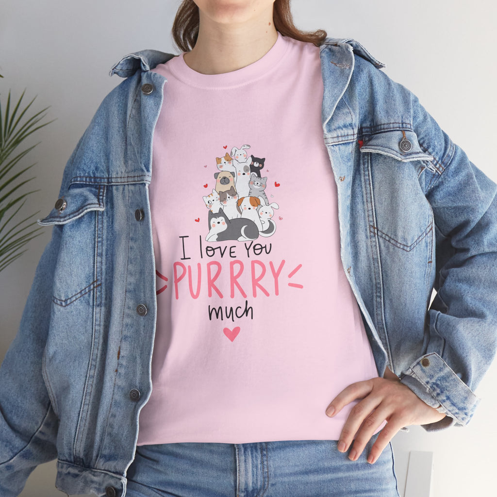 Cat Lovers  Unisex T-Shirt — I Love You Purrry Much Cute Cat Graphic Unisex Tee