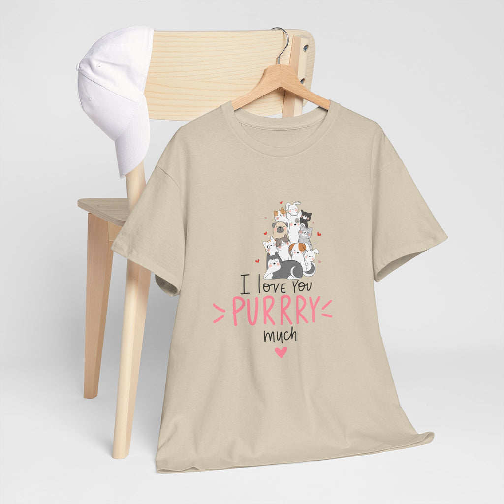 Cat Lovers  Unisex T-Shirt — I Love You Purrry Much Cute Cat Graphic Unisex Tee