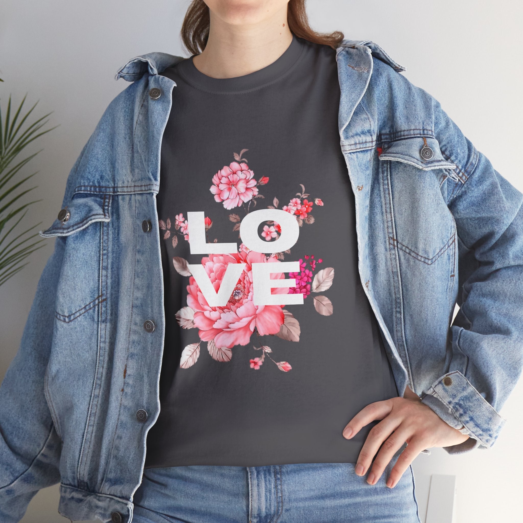Love Floral  Unisex T-Shirt — Pink Blossom Graphic Tee for Valentines & Everyday