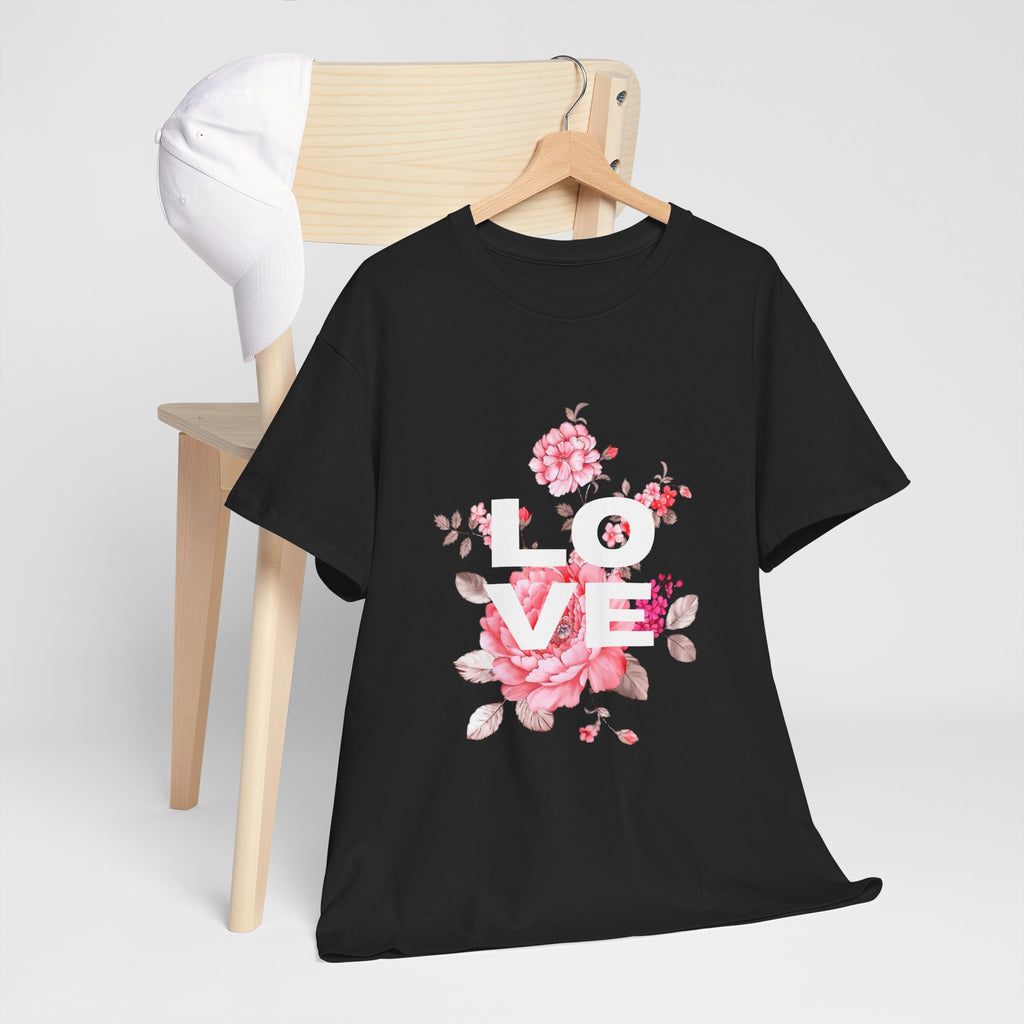 Love Floral  Unisex T-Shirt — Pink Blossom Graphic Tee for Valentines & Everyday