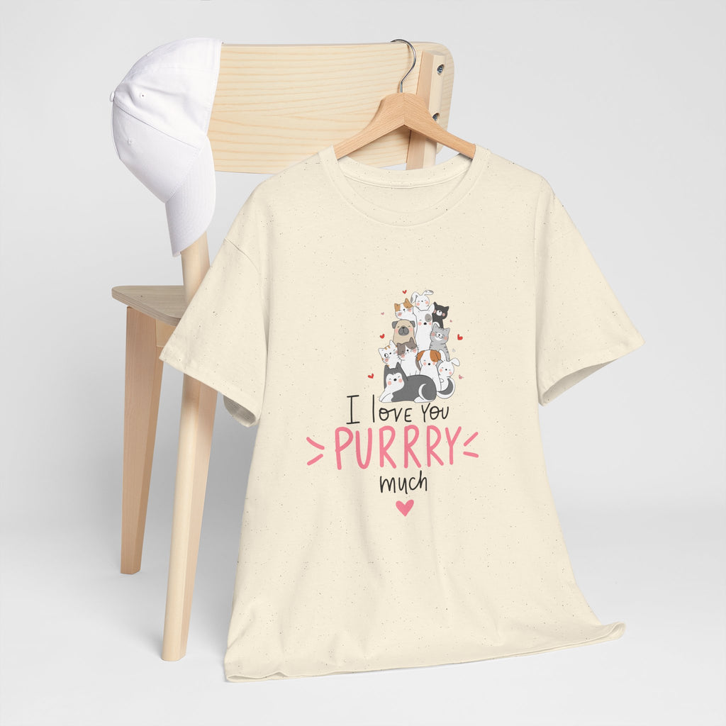 Cat Lovers  Unisex T-Shirt — I Love You Purrry Much Cute Cat Graphic Unisex Tee